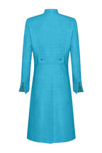 Dress Coat in Turquoise and Sapphire Raw Silk Tussar - Leila