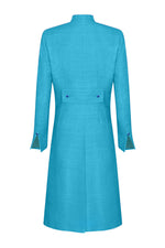 Dress Coat in Turquoise and Sapphire Raw Silk Tussar - Leila