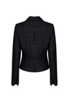 Short Black Fitted Jacket with Shawl Collar in Raw Silk - Maisie