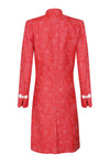 Dress Coat in Embroidered Coral Red Raw Silk Tussar - Vicky