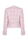 Pale Pink Featherweight Short Tweed Jacket with Pastel Overchecks - Carrie