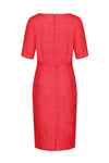 V-Neck Shift Dress with Short Sleeves in Scarlet-Red Raw Silk - Amelia