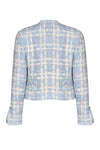 Sky Blue Featherweight Tweed Short Jacket with Pastel Overchecks - Carrie