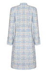 Sky Blue Tweed Dress Coat with Pastel Over-Checks - Claire