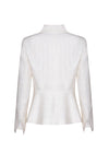 Ivory Raw Silk Tussar Fitted Jacket with Wide Collar and Waist Fastening - Joanna