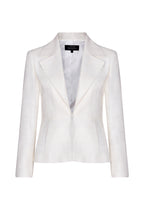 Ivory Raw Silk Tussar Fitted Jacket with Wide Collar and Waist Fastening - Joanna
