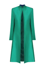 Dress Coat in Green Sateen Viscose/Cotton - Leila