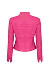 Fitted Edge-to-Edge Plain Raw Silk Jacket in Fuchsia Pink - Margo