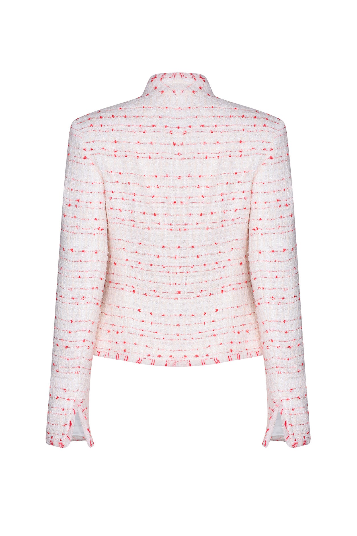 Tweed Peplum Style Jacket in Ivory with Scarlet Checks - Margo | Lalage ...