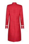 Scarlet Dress Coat in Raw Silk Tussar with Ivory/Scarlet Fringe Edges - Vicky