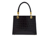 Sylphide Orinoco 'Croc' Print Calf Leather Handbag - Black
