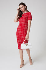 Red Check Tweed Dress - Angie