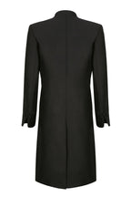Black Dress Coat in Summer Brocade with Cord Trim and Frogging - Vicky