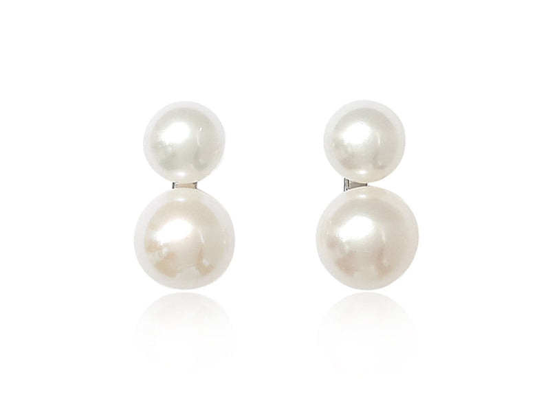 Double Pearl Earrings - White