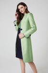 Chartreuse/Navy Dress Coat in Summer Brocade with Cord Trim and Frogging  - Vicky