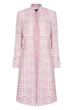Pale Pink Tweed Dress-Coat with Pastel Checks - Claire