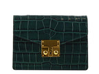 Coppelia Small Orinoco 'Croc' Print Calf Leather Shoulder Bag - Dark Green