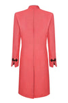 Coral Dress Coat in Summer Brocade with Cord Trim and Frogging  - Vicky