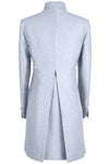 Long Jacket in Pale Blue Silk Summer Tweed with Back Detail - Mia