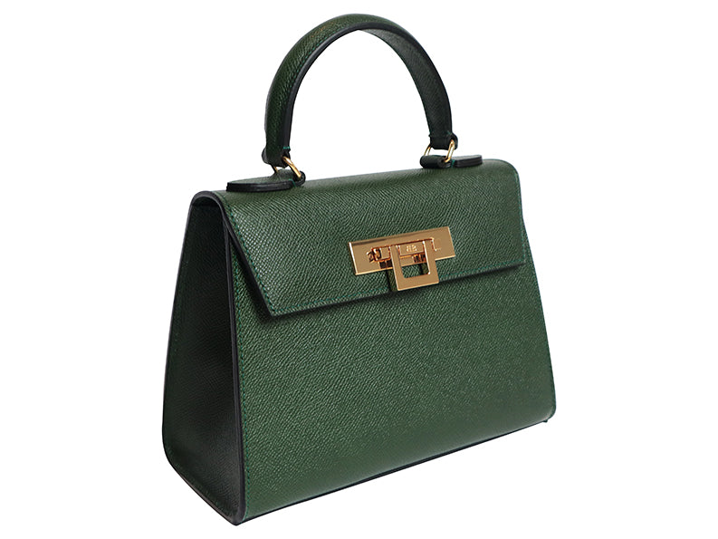 Fonteyn Midi Dolomite Pebble Print Calf Leather Handbag - Dark Green