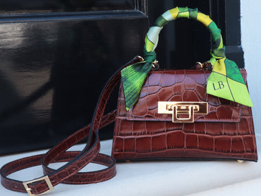 Odette Mini Orinoco 'Croc' Print Calf Leather Handbag - Red – Lalage  Beaumont
