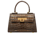 Fonteyn Mignon Orinoco 'Croc' Print Calf Leather Handbag - Bronze