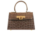 Fonteyn Mignon Orinoco 'Croc' Print Calf Leather Handbag - Taupe