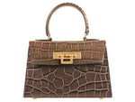 Fonteyn Mignon Orinoco 'Croc' Print Calf Leather Handbag - Taupe