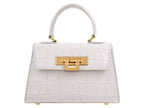 Fonteyn Mignon Orinoco 'Croc' Print Calf Leather Handbag - White