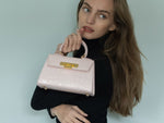 Fonteyn Mignon Orinoco 'Croc' Print Calf Leather Handbag - Rose