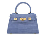 Maya Mignon Orinoco 'Croc' Print Calf Leather Handbag - Bluebell