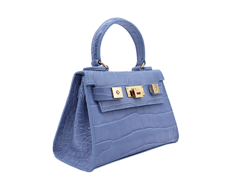 Maya Mignon Orinoco &#39;Croc&#39; Print Calf Leather Handbag - Bluebell