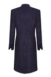 Navy Dress Coat in Winter Brocade with Cord Trim and Frogging - Vicky