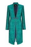 Peacock Dress Coat in Winter Brocade with Cord Trim and Frogging  - Vicky