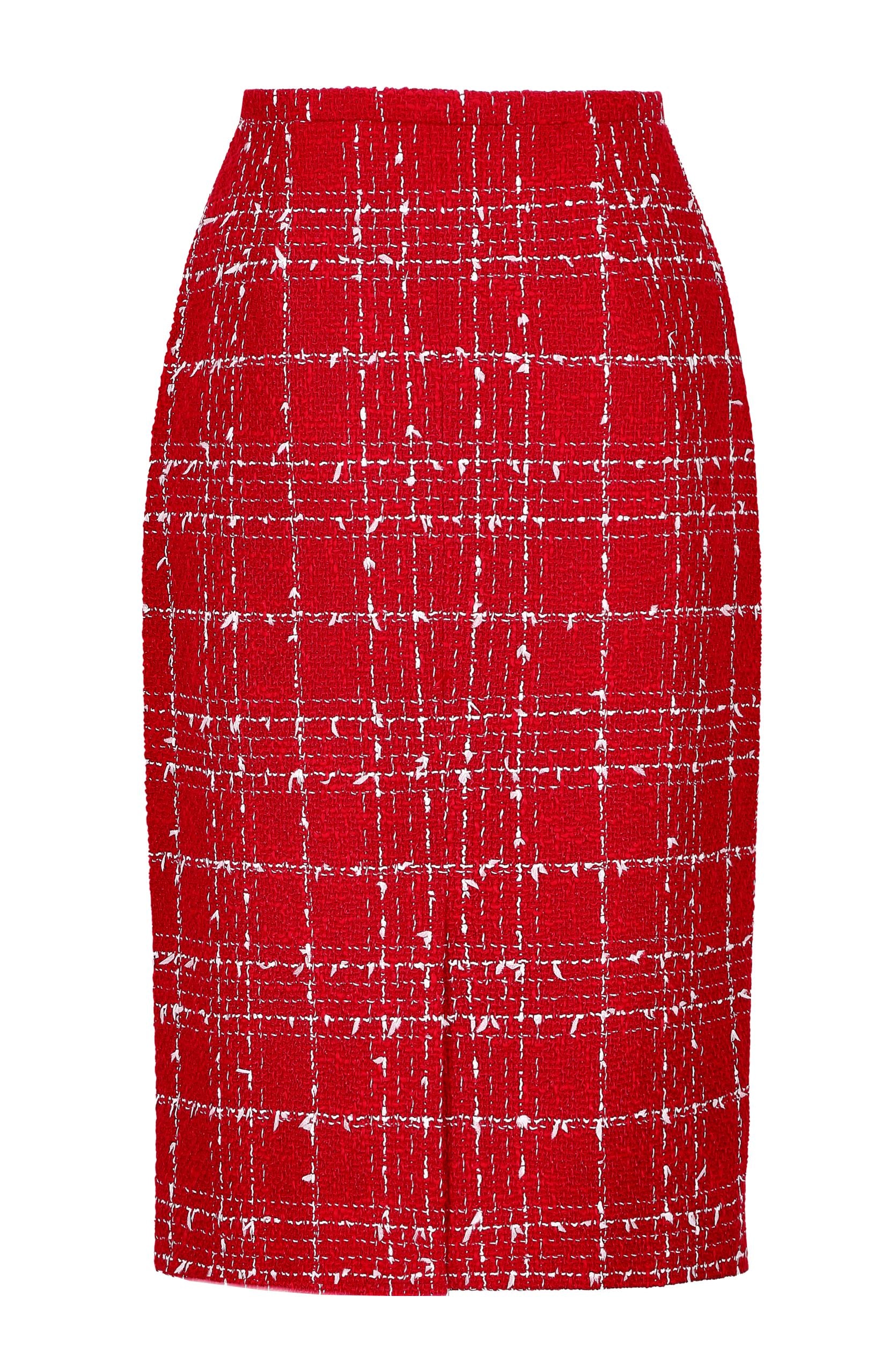 Red/White Check Tweed Skirt - Penny