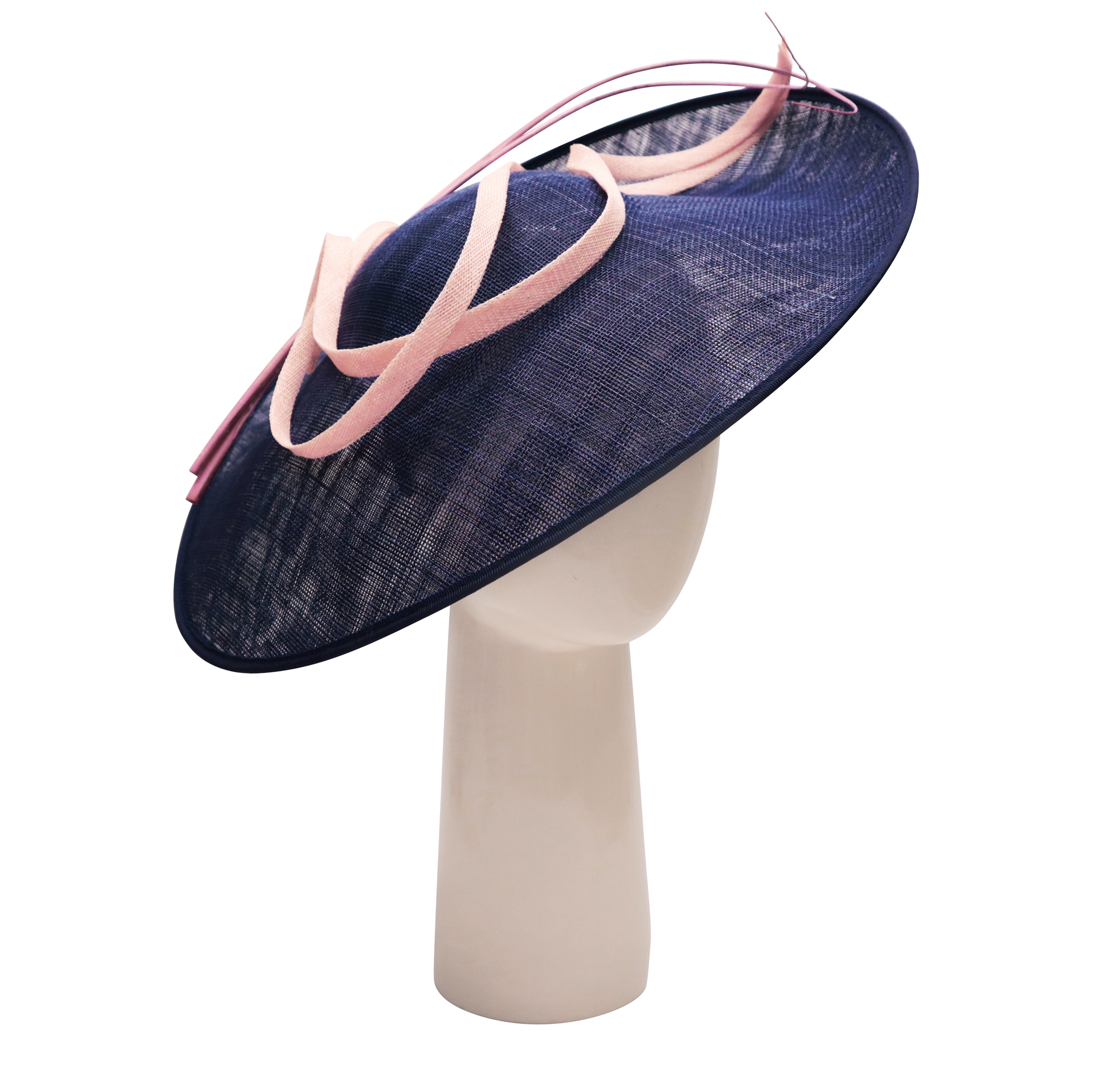 Tear Drop Twist Hat in Navy and Pale Pink