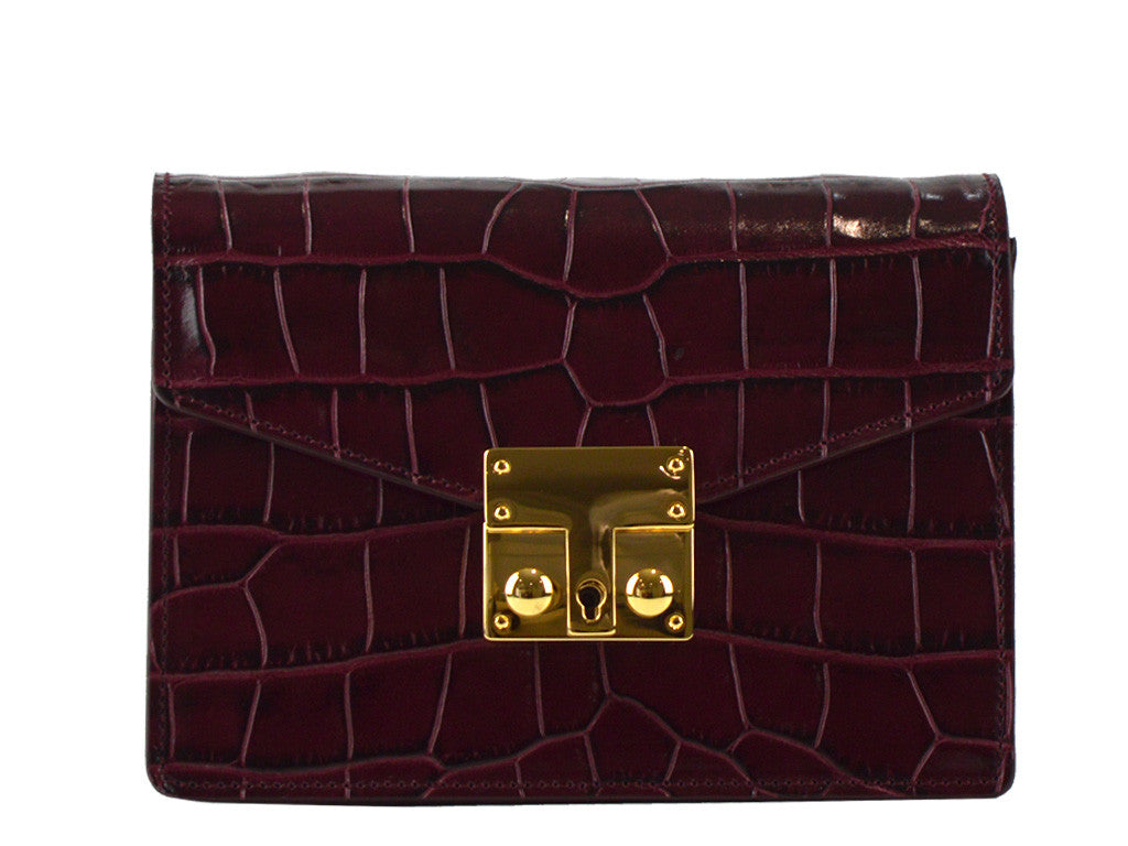 Small Coppelia 'Croc' Print Bag Wine | Lalage Beaumont
