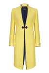 Yellow Dress Coat in Summer Brocade with Cord Trim and Frogging  - Vicky